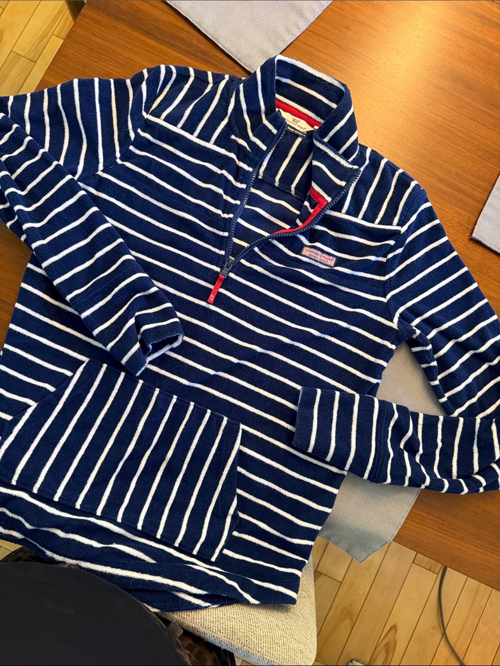 Vineyard Vines Navy & White Striped Quarter-Zip Pullover
